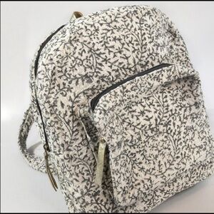 Hand Block Leaf Print Backpack